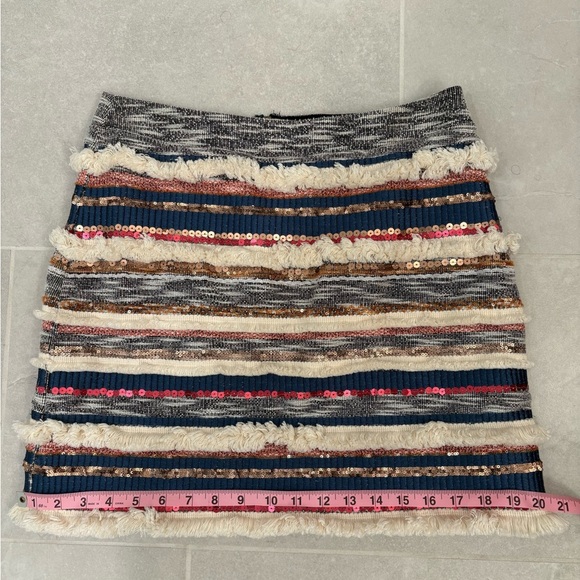 Anthropologie Moulinette Soeurs Erine Sequin Fringe Tweed Skirt Size 6 - Picture 15 of 15